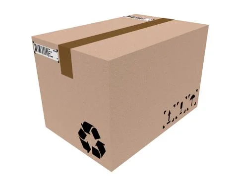 3d render of isolated delivery box on white background Illustrazione stock