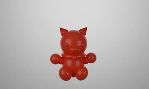 3D render, isolated red bear on white background Stock Illustration