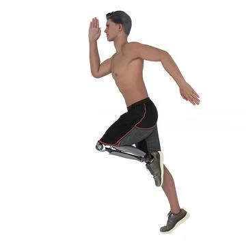 3D Render : isolated a running man with prosthesis leg, isolated Illustrazione stock