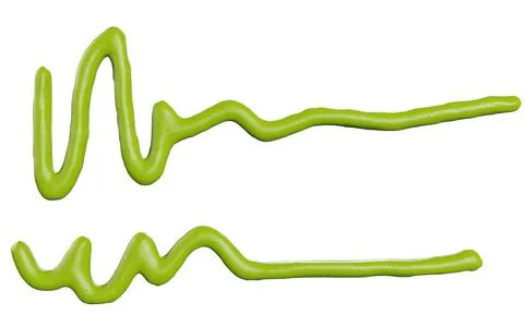 3d render of isolated wasabi swirl and line spatter or stains on white top .. Stock Illustration