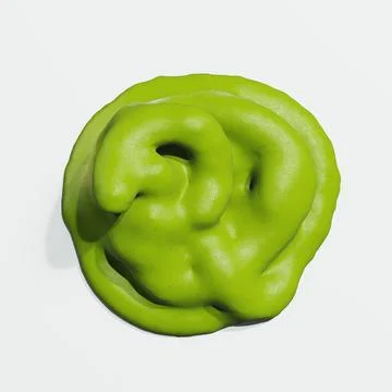 3d render of isolated wasabi swirl and line spatter or stains on white top .. Stock Illustration
