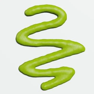 3d render of isolated wasabi swirl and line spatter or stains on white top .. Stock Illustration