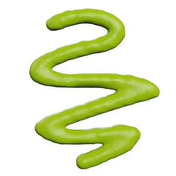 3d render of isolated wasabi swirl and line spatter or stains on white top .. Stock Illustration