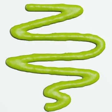 3d render of isolated wasabi swirl and line spatter or stains on white top .. Stock Illustration