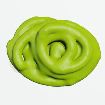 3d render of isolated wasabi swirl and line spatter or stains on white top .. Stock Illustration