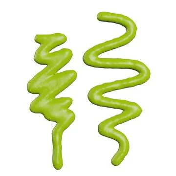3d render of isolated wasabi swirl and line spatter or stains on white top .. Stock Illustration