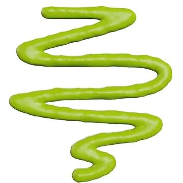 3d render of isolated wasabi swirl and line spatter or stains on white top .. Stock Illustration