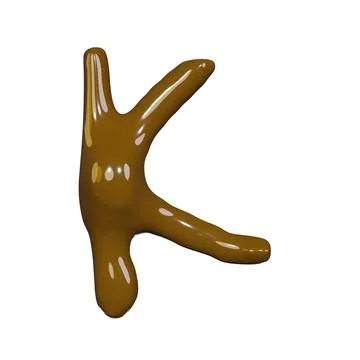 3d render of isolated on white of chocolate liquid alphabet font for gourme.. Stock Photos