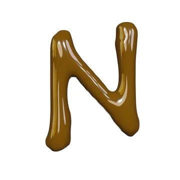 3d render of isolated on white of chocolate liquid alphabet font for gourme.. Stock Photos