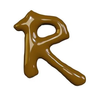 3d render of isolated on white of chocolate liquid alphabet font for gourme.. Stock Photos