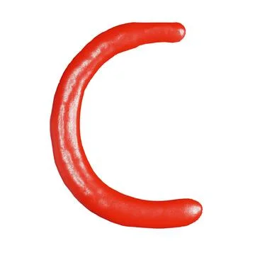 3d render of isolated on white ketchup alphabet font top view for food or r.. Stock Photos