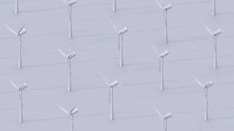 3d render of isometric perspective with wind turbines. Green eco power concep イラスト素材
