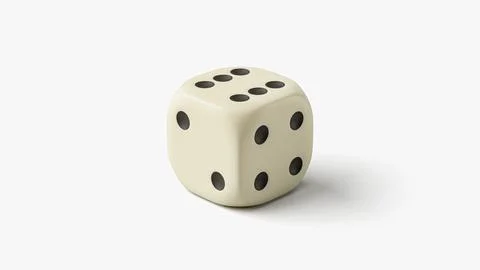 3d render of ivory dice with engraved circular dots on its faces Stock Illustration