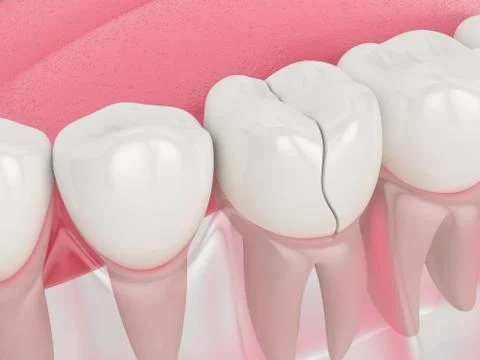 3d render of jaw with cracked tooth Stock Photos