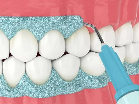 3d render of jaw with gingival mask before teeth bleaching Stock Illustration