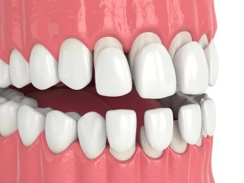 3d render of jaw with upper and lower veneers Stock Illustration