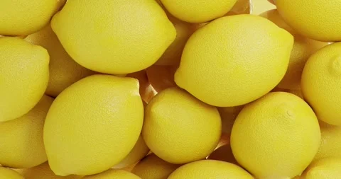 3D render Juicy yellow lemons filling the entire screen Stock Footage 346764357