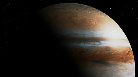 3D Render of Jupiter close up on dark space background. Elements of this image Video stock 141521930
