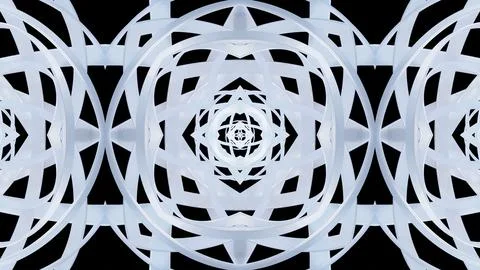 3d render. Kaleidoscope effect with symmetrical structure with round thing like Stock Illustration