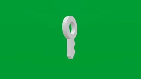 3D render of key icon on chroma key green screen background Stock Footage 335459450