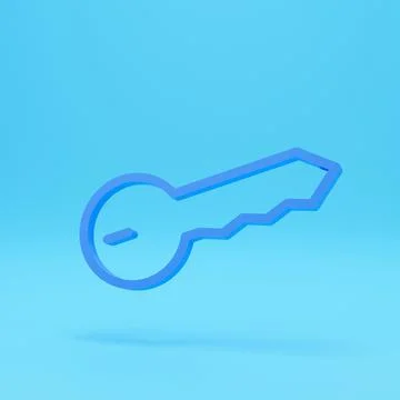 3d render of key icon, in trendy style isolated on colour background. key ico Stock Illustration