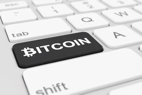 3d render of a keyboard with black Bitcoin button 스톡 일러스트