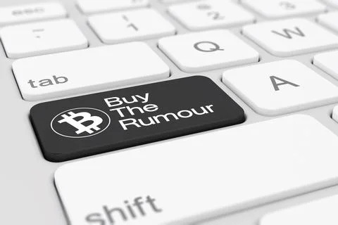 3d render of a keyboard with black buy the rumour button. Stock Illustration