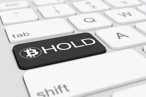 3d render of a keyboard with black hold button. Stock Illustration