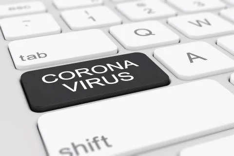 3d render of a keyboard with a black key - coronavirus 스톡 일러스트