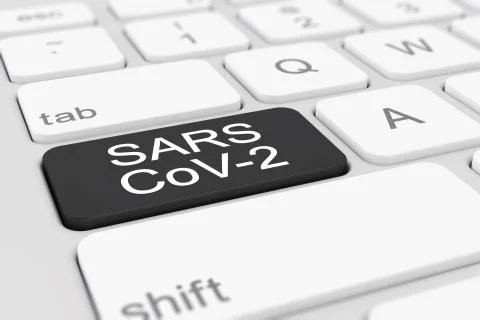 3d render of a keyboard with a black key - SARS-CoV-2 Stock Illustration
