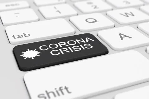 3d render of a keyboard with a black key - corona crisis Stockillustratie