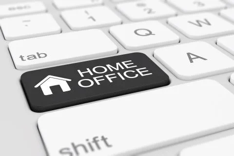 3d render of a keyboard with a black key - home office 스톡 일러스트