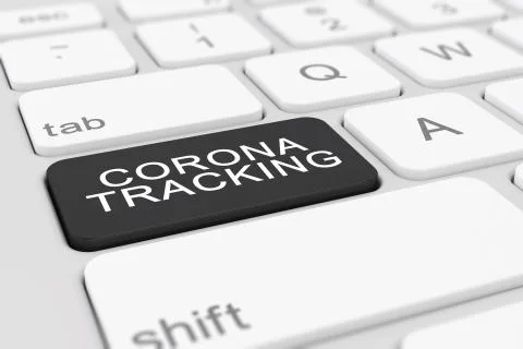 3d render of a keyboard with a black key - corona tracking Stock Illustration