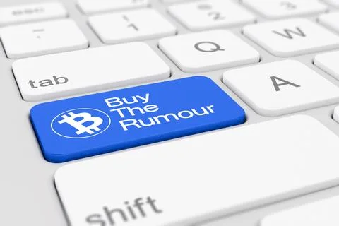 3d render of a keyboard with blue buy the rumour button. Stock Illustration