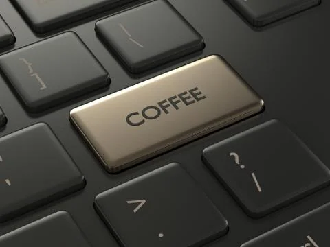 3d render of keyboard with coffee button 写真素材