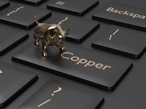 3d render of keyboard with copper button Stock Photos