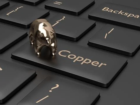 3d render of keyboard with copper button Stock Photos