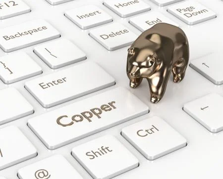 3d render of keyboard with copper button 写真素材