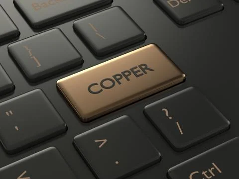3d render of keyboard with copper button Stock Photos