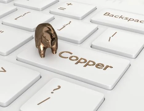 3d render of keyboard with copper button Stock Photos