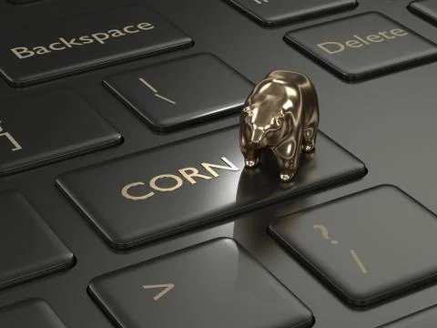 3d render of keyboard with corn key and bear Stock Photos