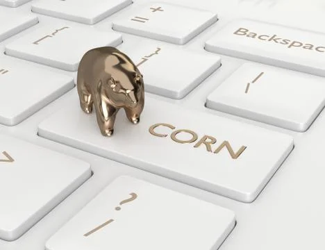 3d render of keyboard with corn key and bear Stock Photos