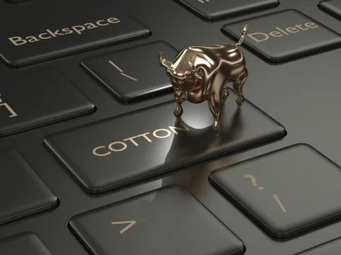 3d render of keyboard with cotton key and bull Foto stock
