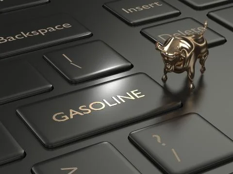 3d render of keyboard with gasoline button and bull Stock Illustration