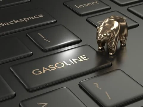 3d render of keyboard with gasoline button and bear Stock Illustration