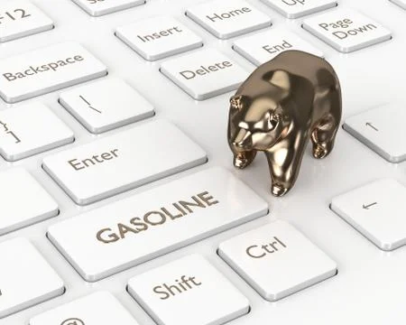 3d render of keyboard with gasoline button and bear Stock Illustration