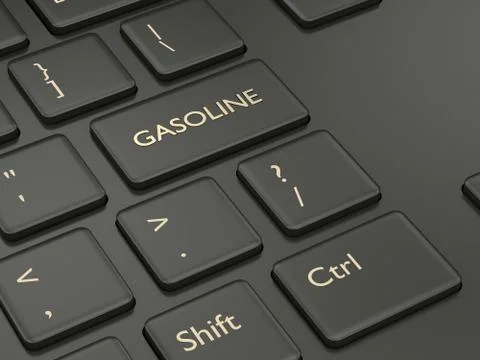 3d render of keyboard with gasoline button Stock Illustration