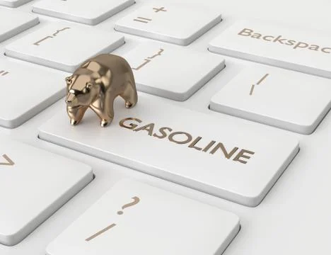3d render of keyboard with gasoline button and bear Stock Illustration