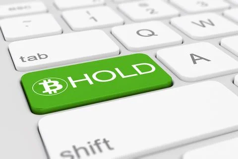 3d render of a keyboard with green hold button. Stock Illustration