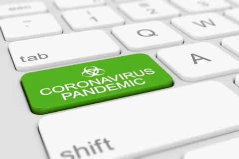 3d render of a keyboard with a green key - coronavirus pandemic Stock Illustration